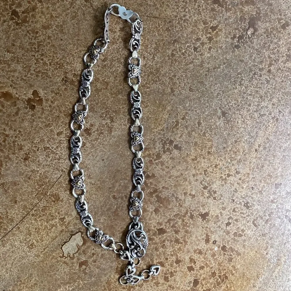 Brighton‎ vintage silver and gold heart link chain belt
